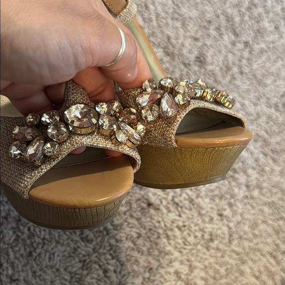 Guess Tan Heels with Ankle Straps and Embellishments - Picture 8 of 8